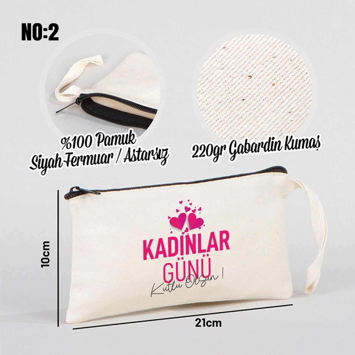 Bez Kalemlik Çanta 21x10 cm Kadınlar Gününe Özel - yakın çekim