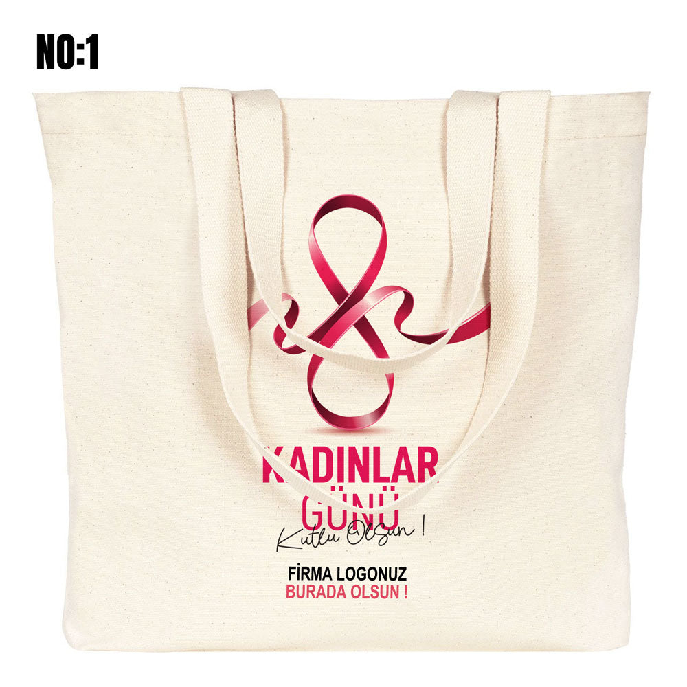 Kadınlar Günü Kanvas Plaj Çantası 48x41x10cm - görsel 10
