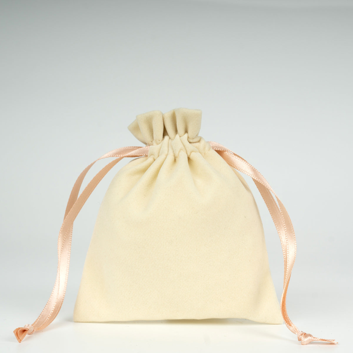 Kadife Gül Kese 10x14,5 cm - Pudra Renk İp