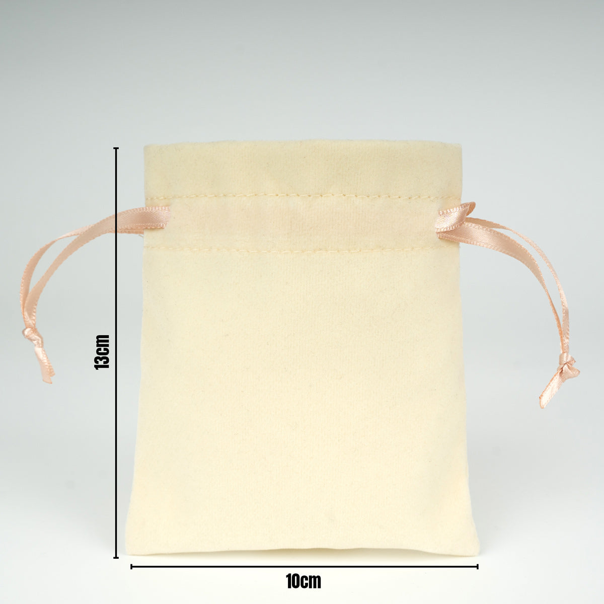 Kadife Gül Kese 10x14,5 cm - Pudra Renk İp