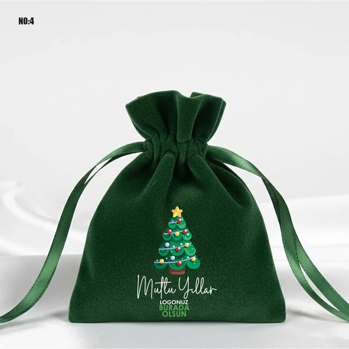 Yılbaşı Temalı Kadife Gül Kese 10x13 cm