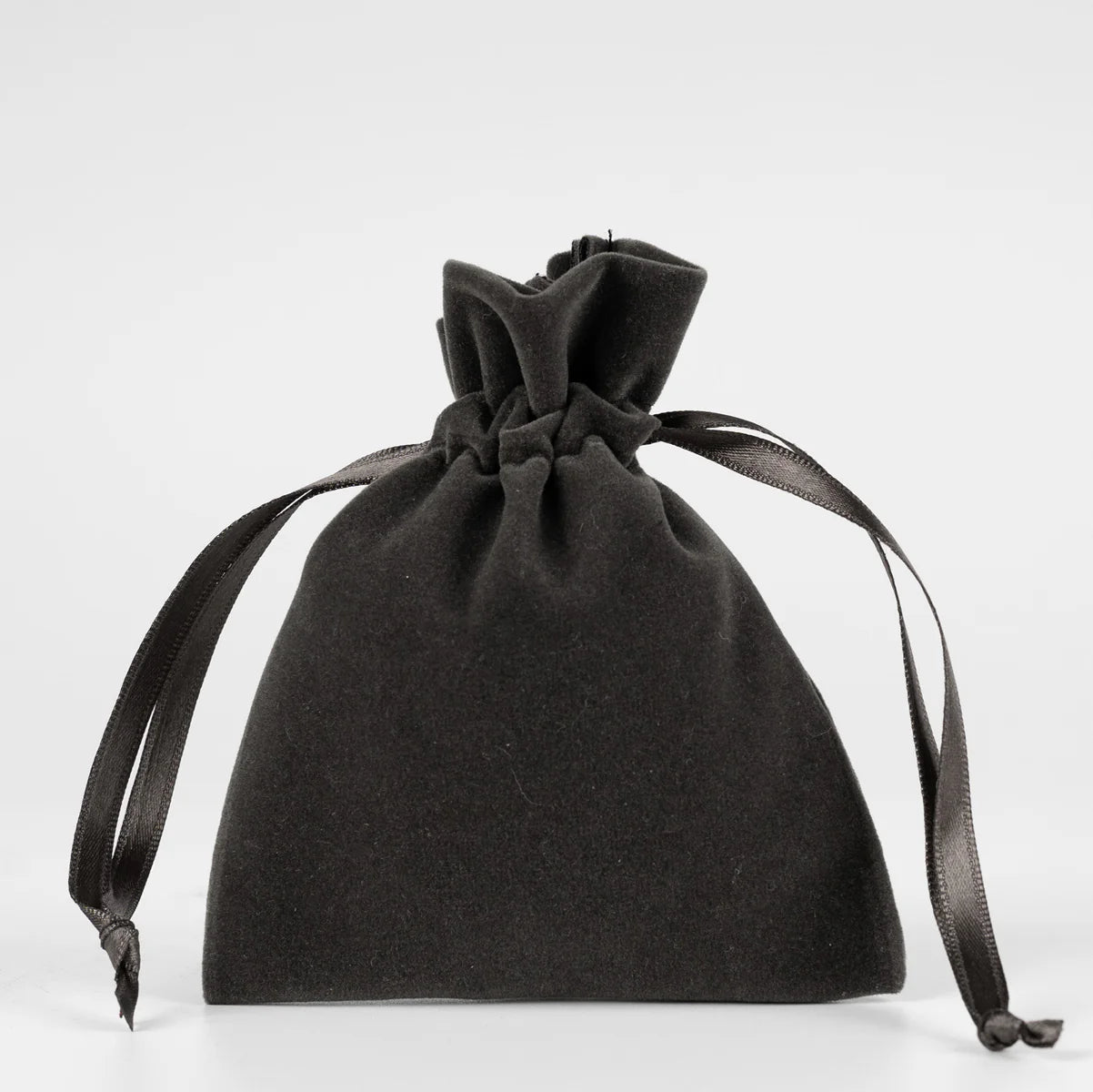 10x13 cm Antrasit Kadife Gül Kese - Kadınlar Günü Hediyesi