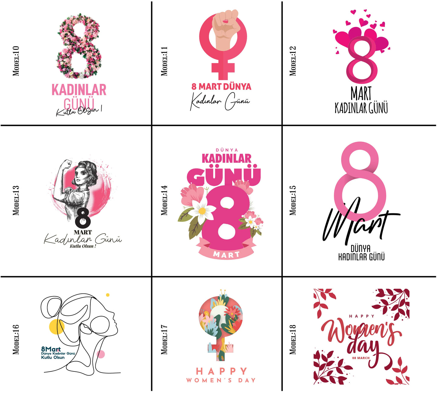 15x20 cm Renkli İp Kırmızı Bez Kese – Kadınlar Günü Kesesi