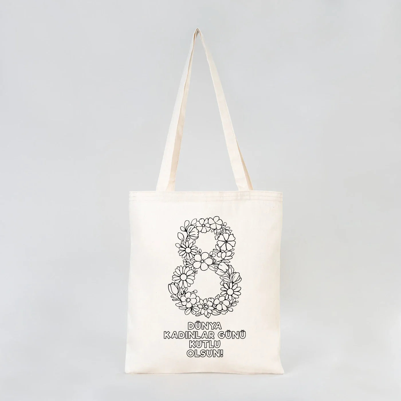 Boyanabilir 35x40 cm Gabardin Bez Çanta - Kadınlar Günü Hediyesi - detay görünüm