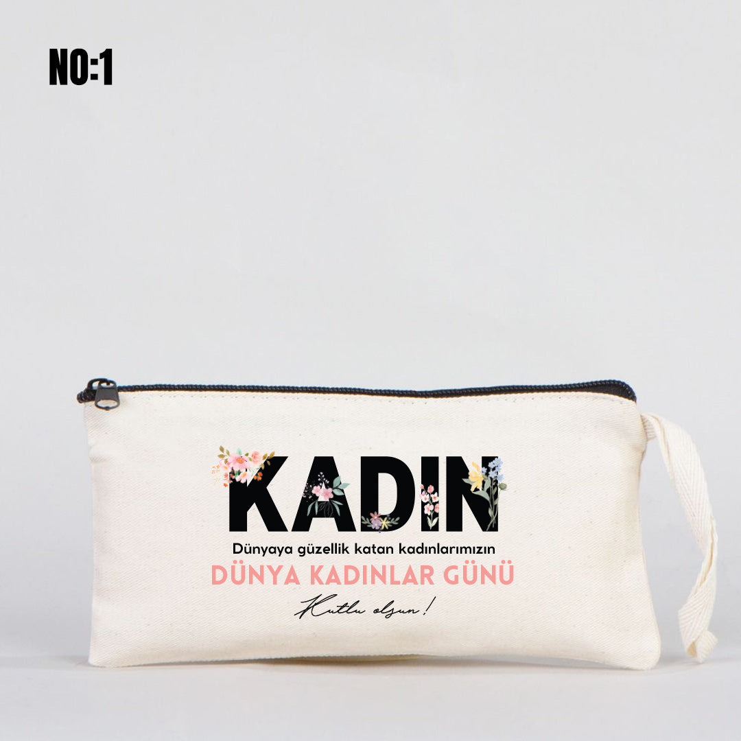 Bez Kalemlik Çanta 21x10 cm Kadınlar Gününe Özel - detay görünüm