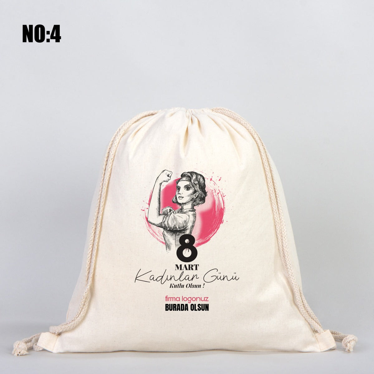 Büzgülü Bez Sırt Çantası 40x50 cm - Kadınlar Günü - istecanta.com