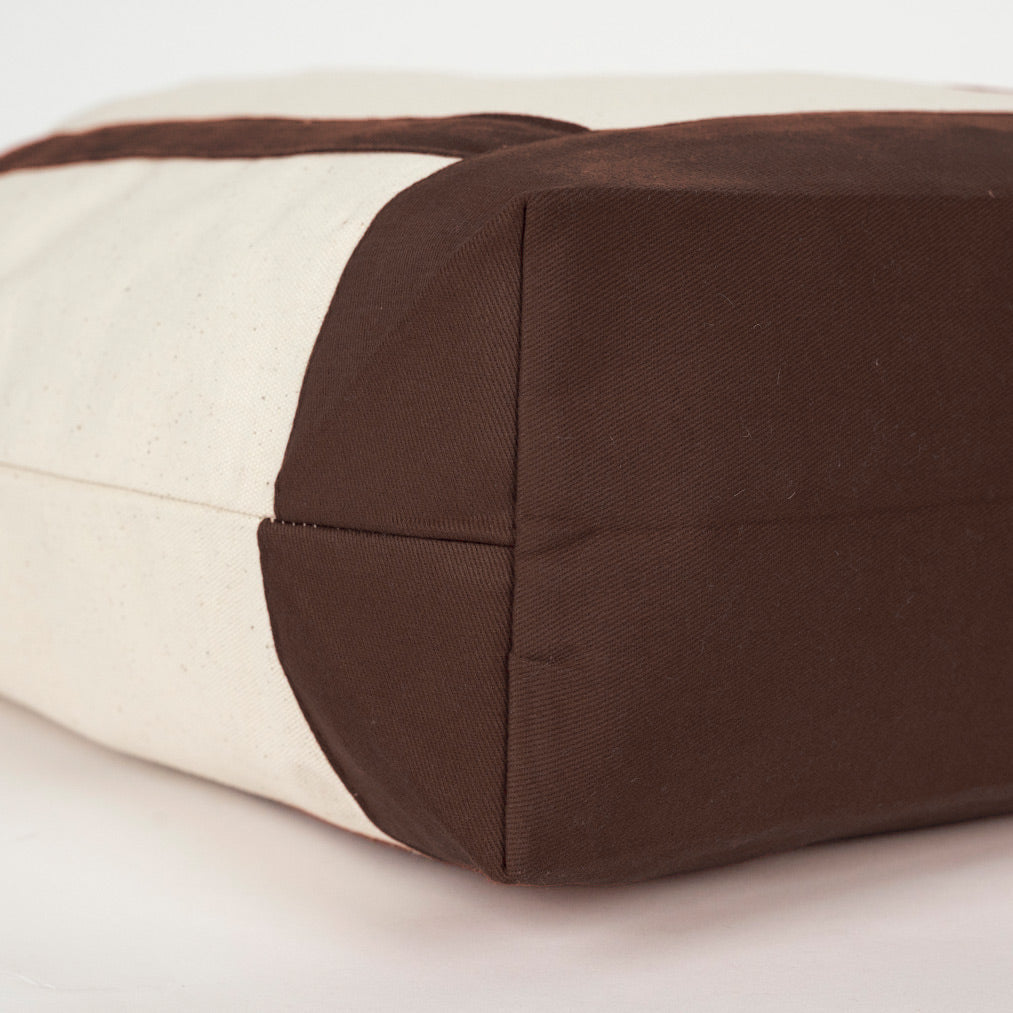 Trend Kanvas Çanta 40x35x12cm - Kahverengi Renkli Kulp (Özelleştirilebilir) - alt köşe detayı