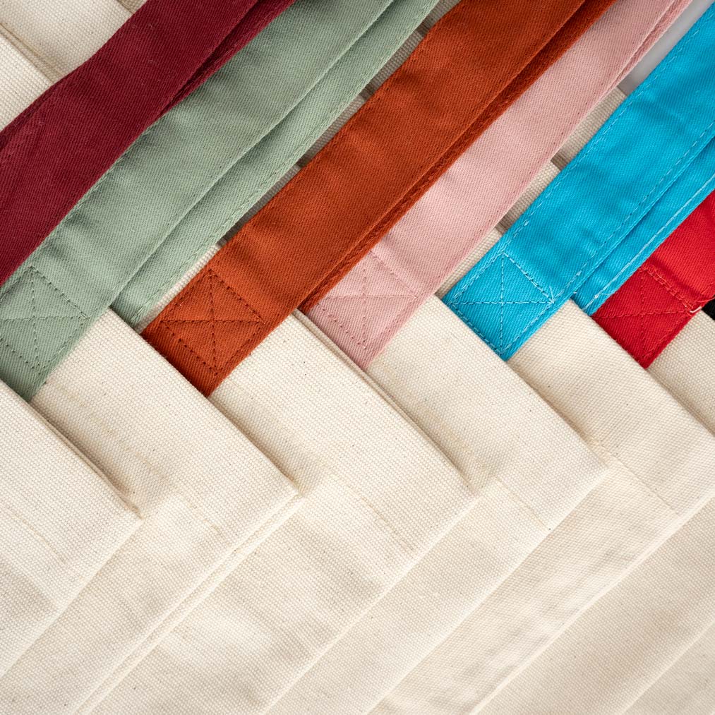 Trend Kanvas Çanta 40x35x12cm - Kahverengi Renkli Kulp (Özelleştirilebilir) - renkli kulp seçenekleri