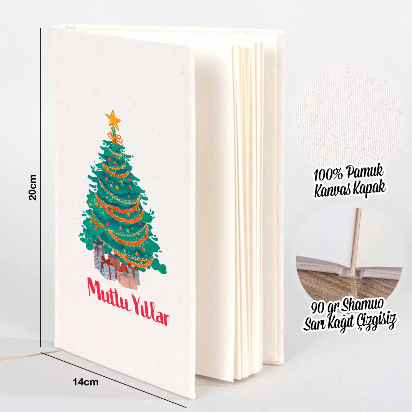 Yılbaşılı Kanvas Defter 14x20 cm (Özelleştirilebilir)