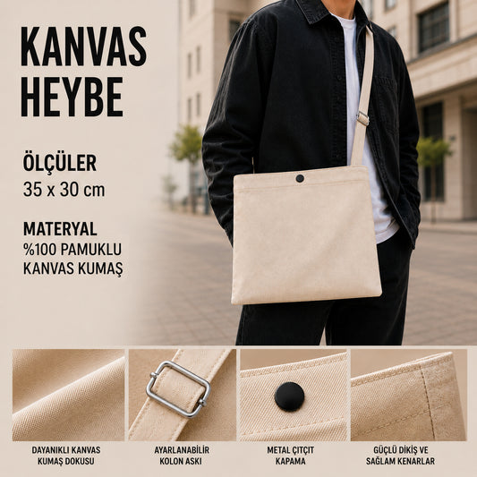 Kanvas Heybe 35x30 cm (Özelleştirilebilir) - Çıt Çıtlı