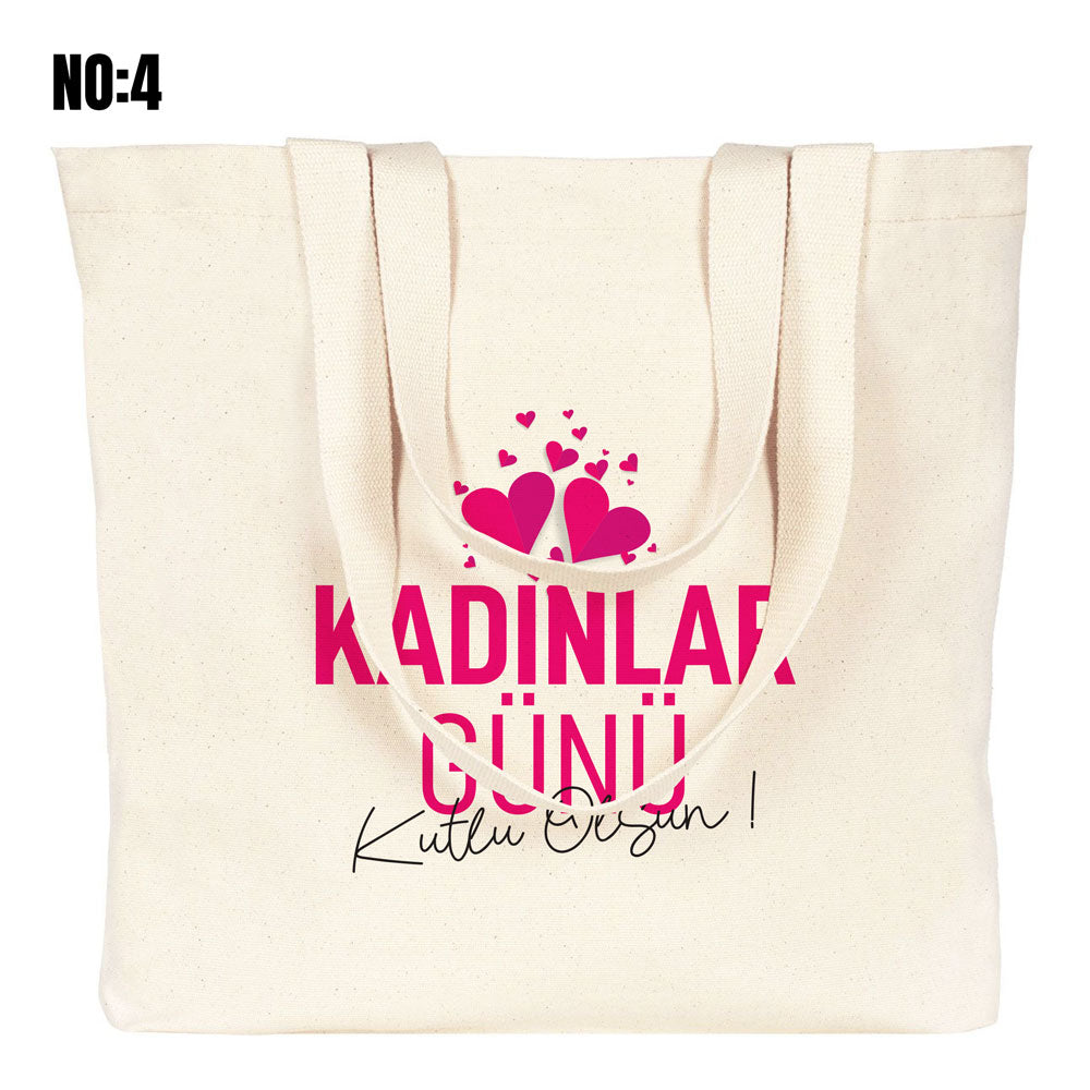 Kadınlar Günü Kanvas Plaj Çantası 48x41x10cm - görsel 13