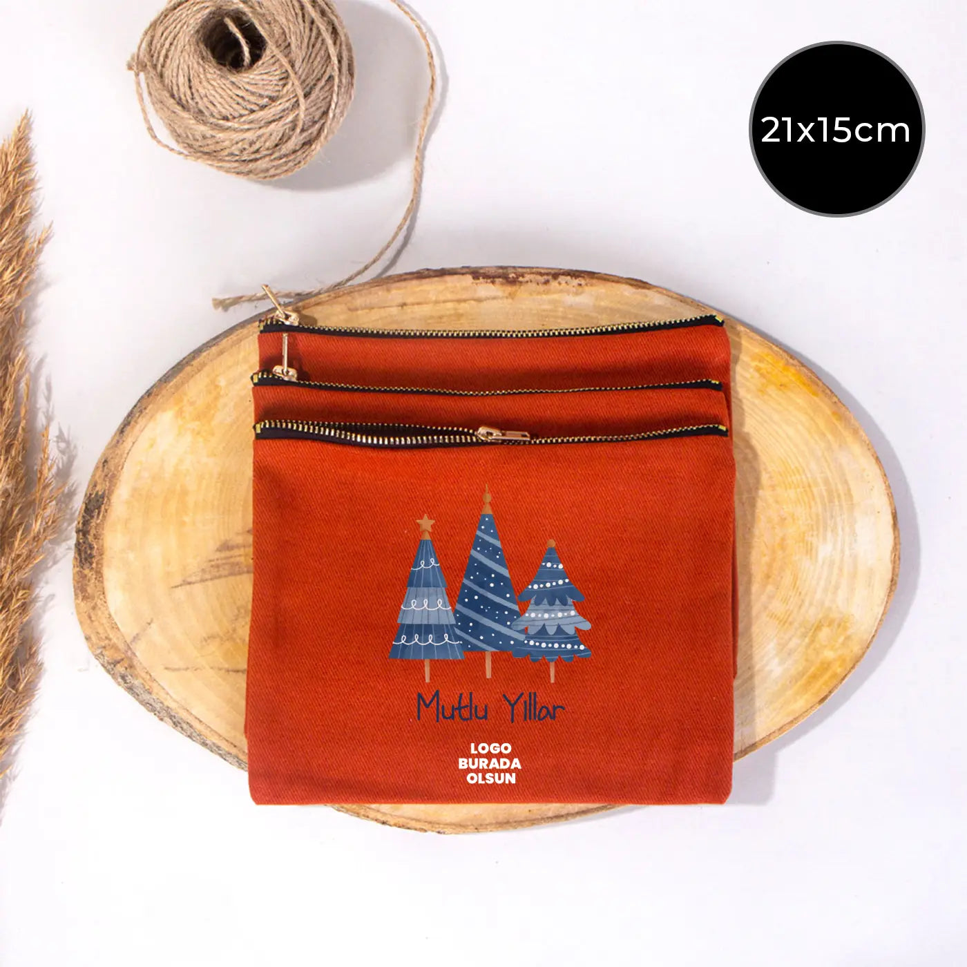 Yılbaşı Star Clutch 21x15 Kiremit - Metal Fermuar (Özelleştirilebilir)