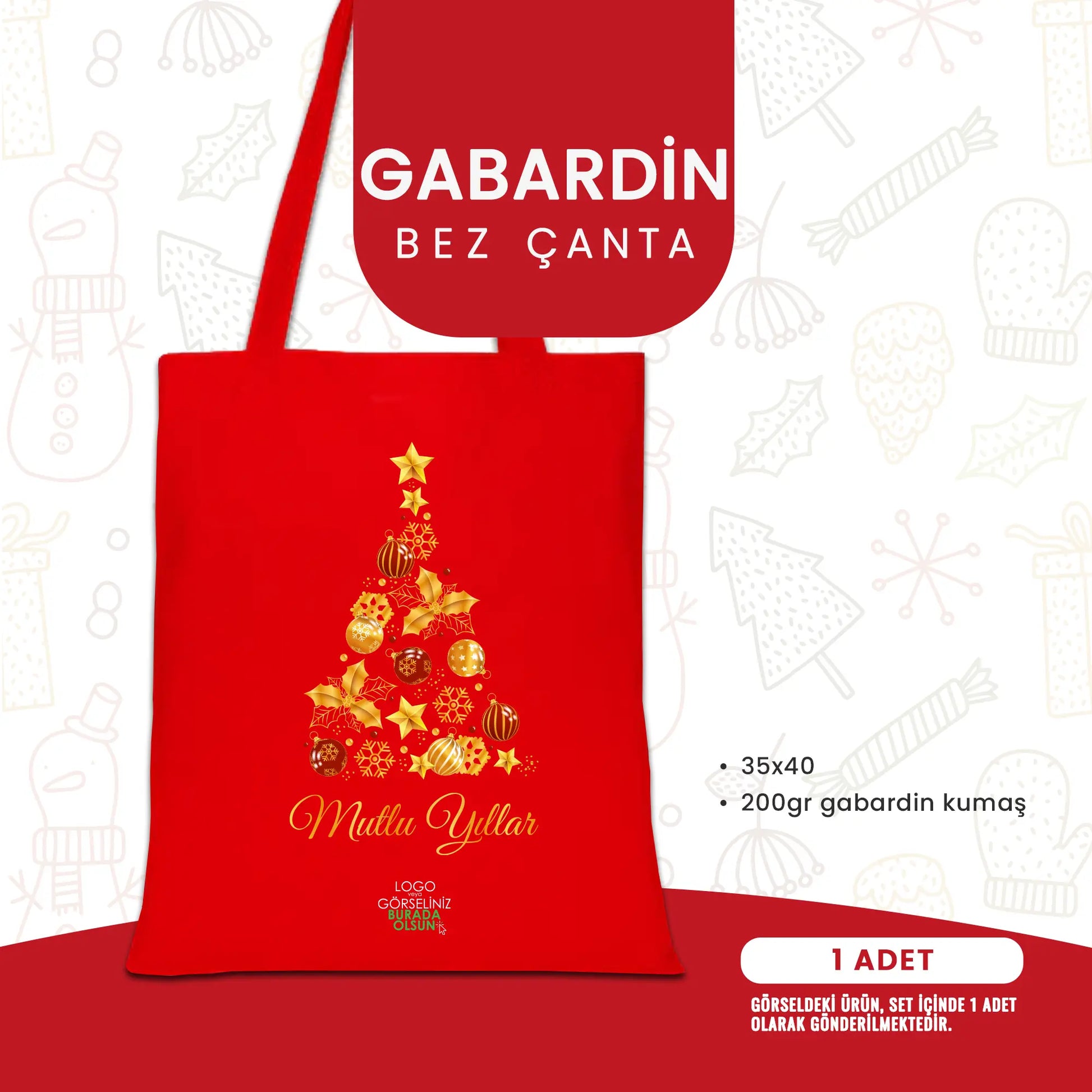 Kurumsal yeni yıl hediyesi: kırmızı gabardin çanta.