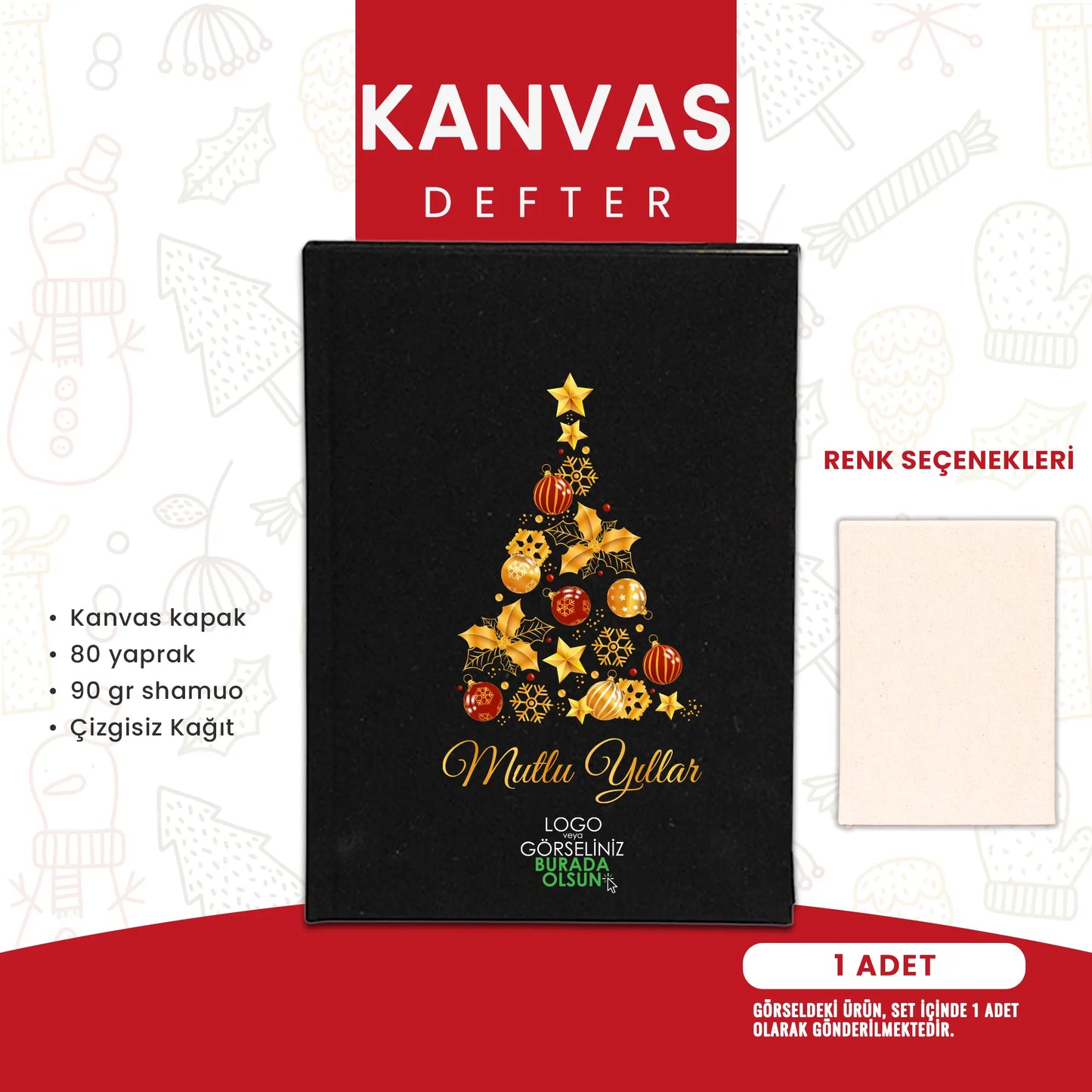 yeni yıl hediyesi kanvas defter seti