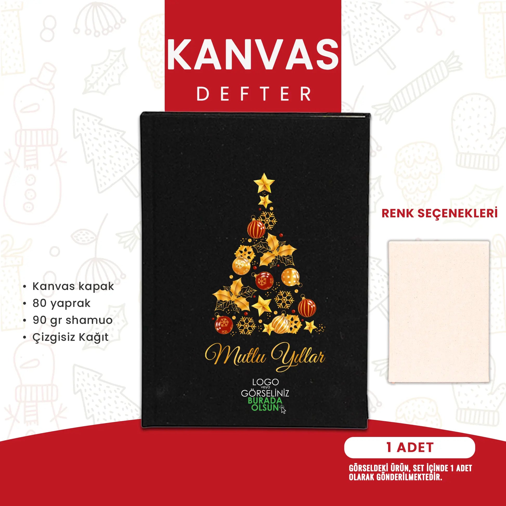 yeni yıl hediyesi kanvas defter seti