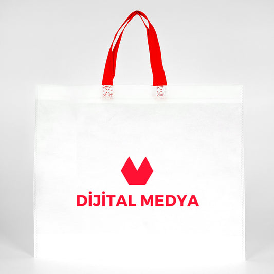 Ultrasonik Tela Çanta - Kırmızı Kulplu - 45x36x10cm - 1000 Adet Tek Renk Baskı (Özelleştirilebilir) - istecanta.com