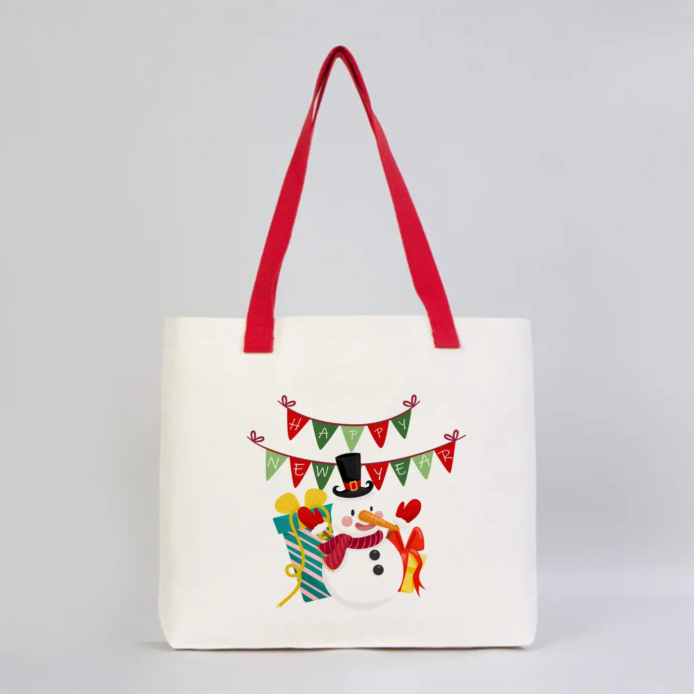 Yılbaş Özelı Modern Kanvas Çanta - Dıştan Renkli Örgü Kulp 45x35x8 cm (Özelleştirilebilir)