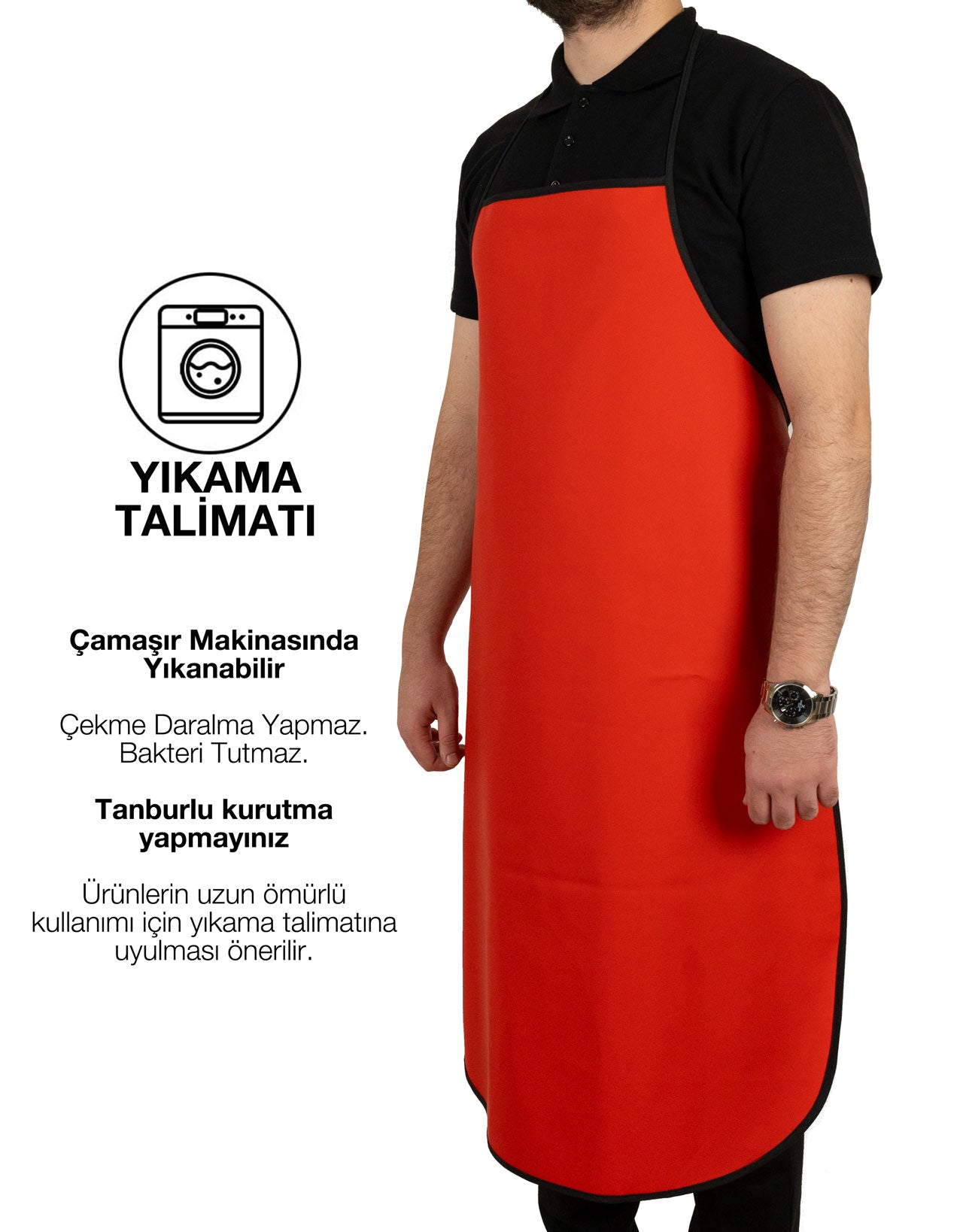 Muşamba Mutfak Bulaşık Önlüğü PVC | Kırmızı | Su Geçirmez ve Dayanıklı - yakın çekim