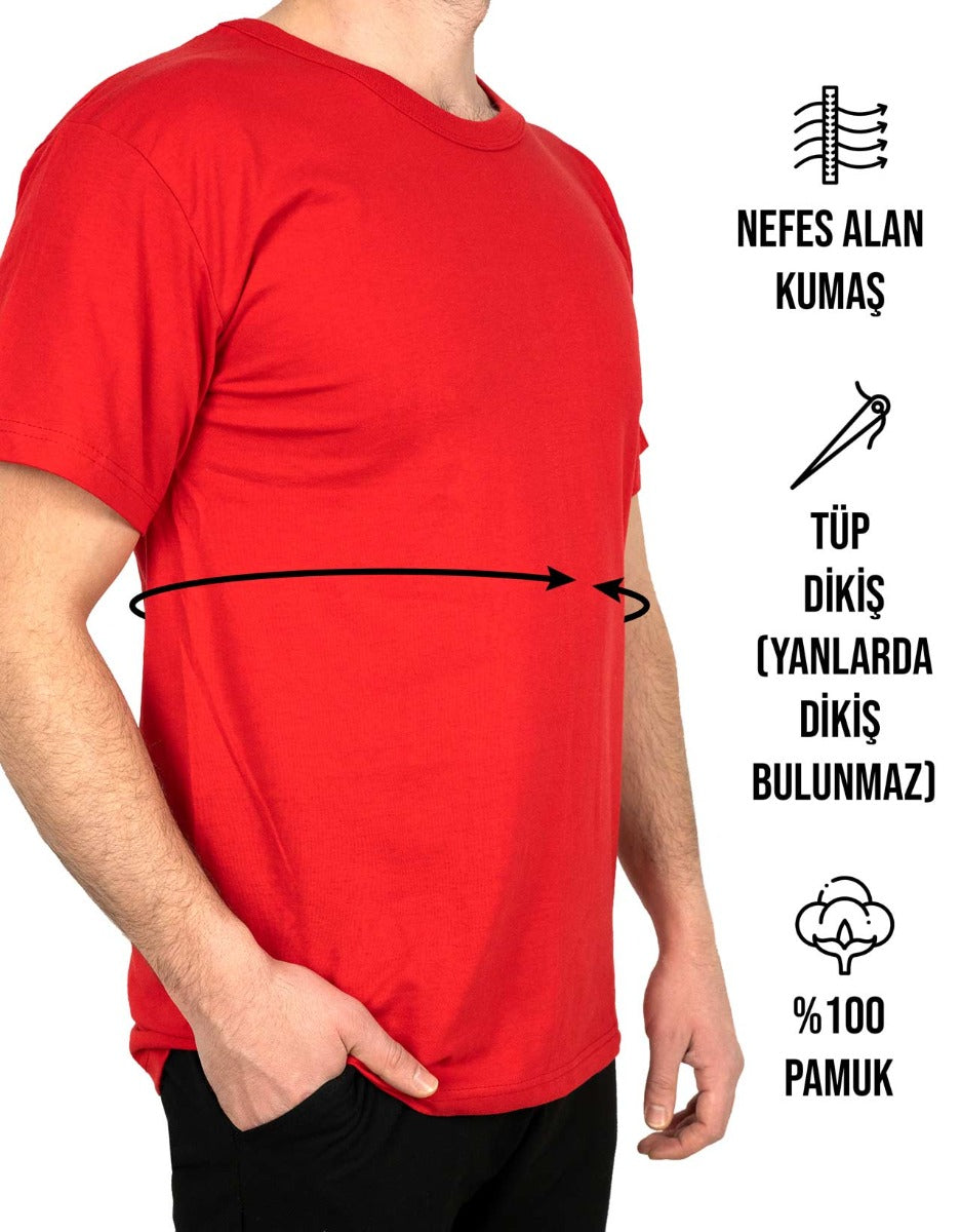 Ay Yıldız Baskılı Kırmızı Promosyon Tişört - 1000 Adet - Tek Renk Baskı - görsel 6
