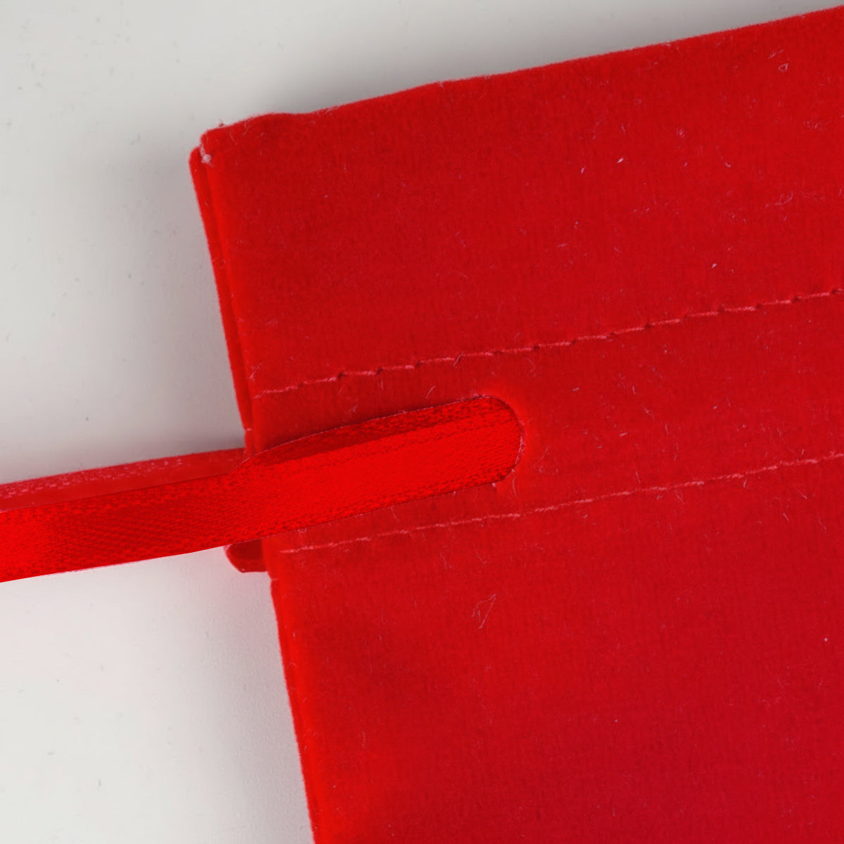 Kadife Gül Kese 10x13 cm - Kırmızı (Özelleştirilebilir)