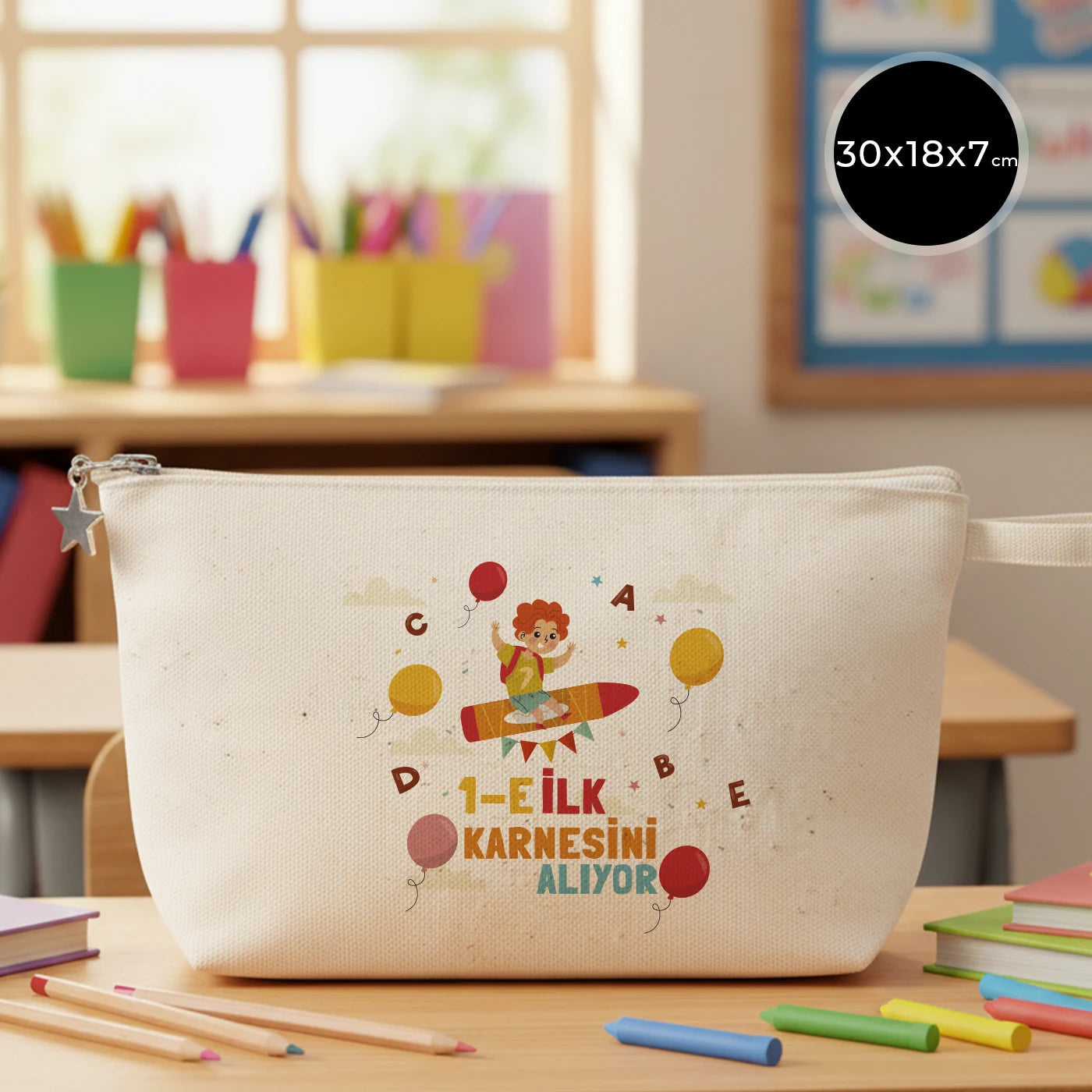 Karne Günü Hediyesi Körüklü Kanvas Clutch Çanta – 30×18×7 cm