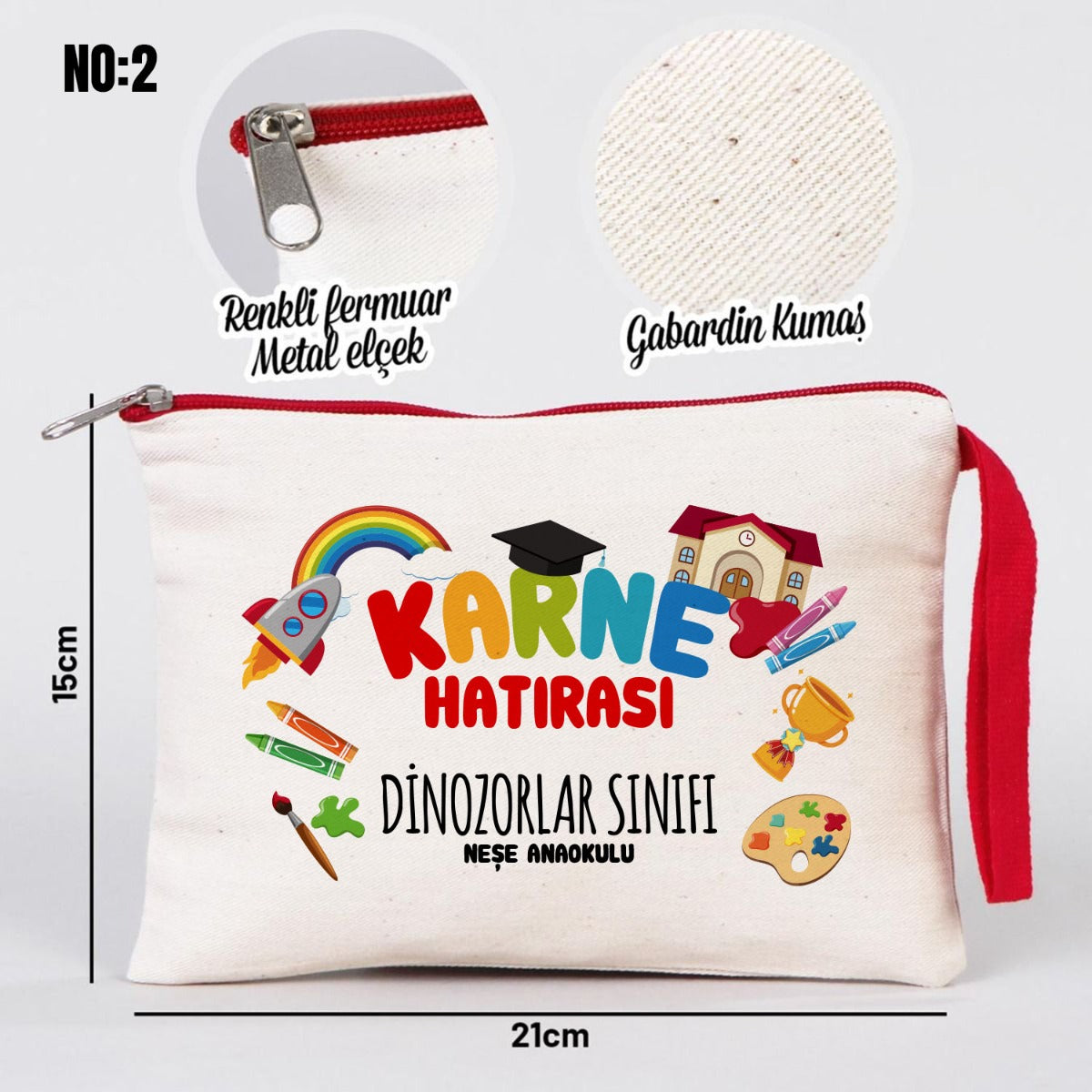 Karne Günü Renkli Fermuarlı Clutch - 21x15 cm (Özelleştirilebilir) - istecanta.com