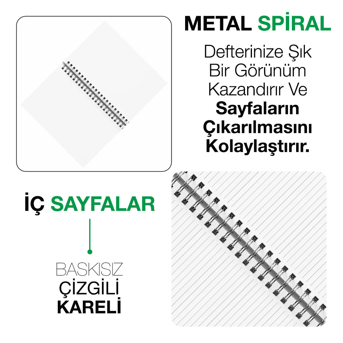 Kraft Metal Spiralli Defter - istecanta.com
