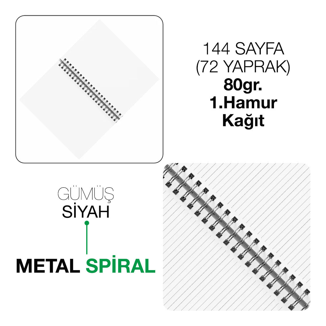 Kuşe Metal Spiralli Defter - Özel Baskılı - istecanta.com