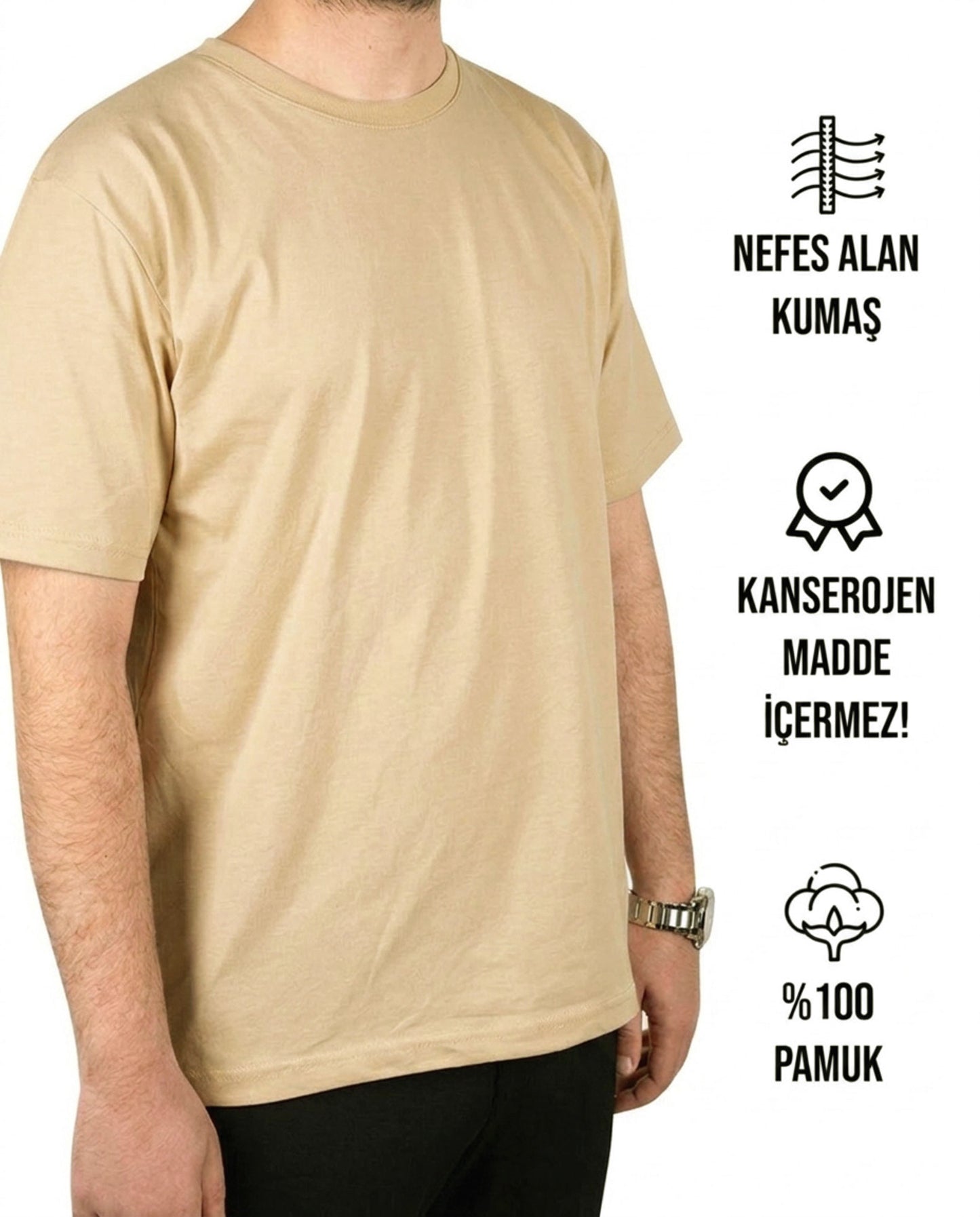 Premium Tişört Kum Beji (Özelleştirilebilir)