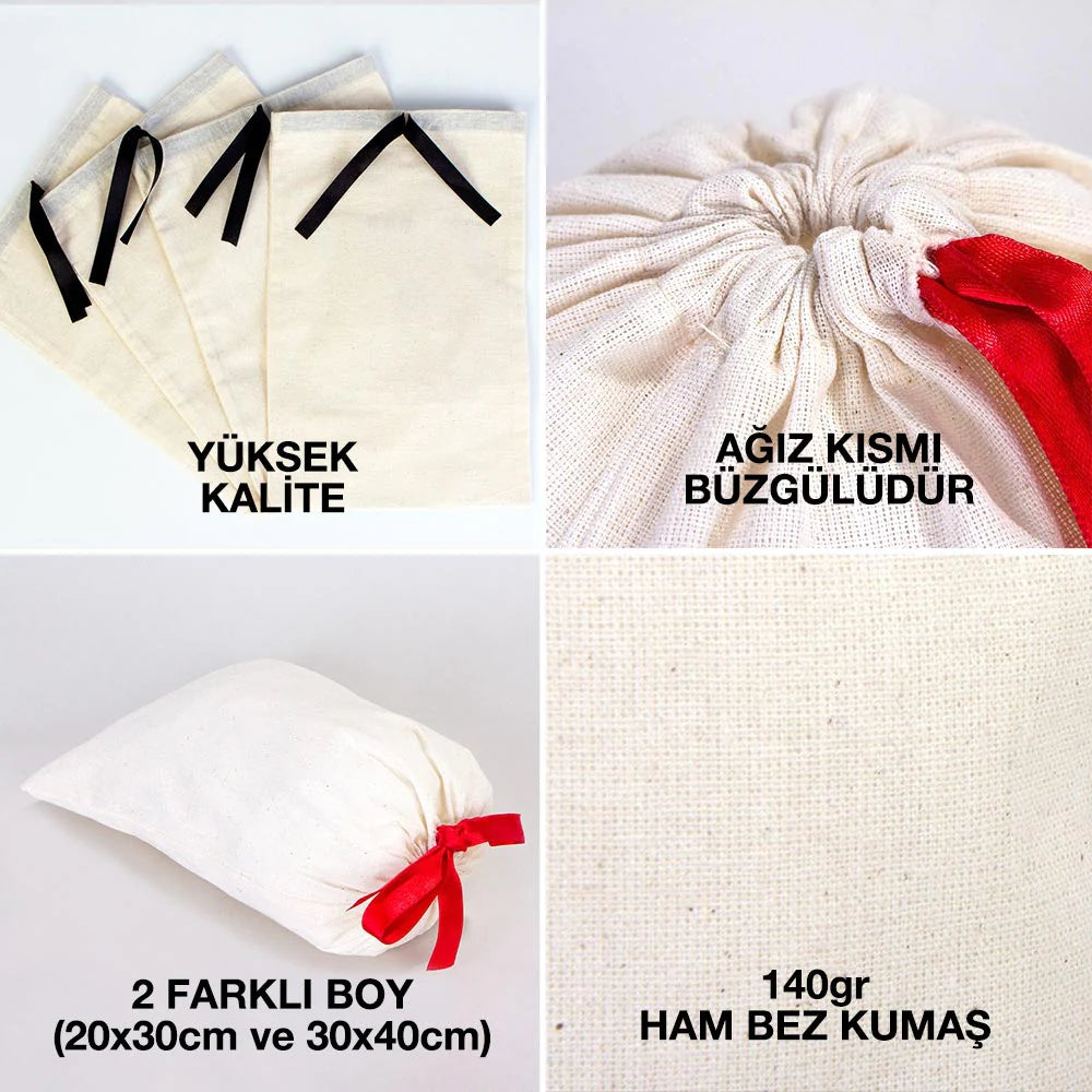 30x40 Siyah Kurdeleli Bez Kese – Kadınlar Günü Hediyesi