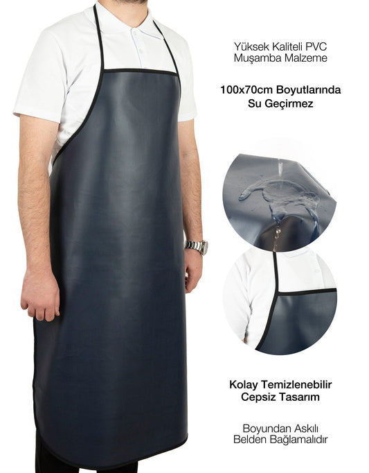 PVC Mutfak Bulaşık Önlüğü Lacivert | Su Geçirmez ve Islak Alan Muşamba Önlük