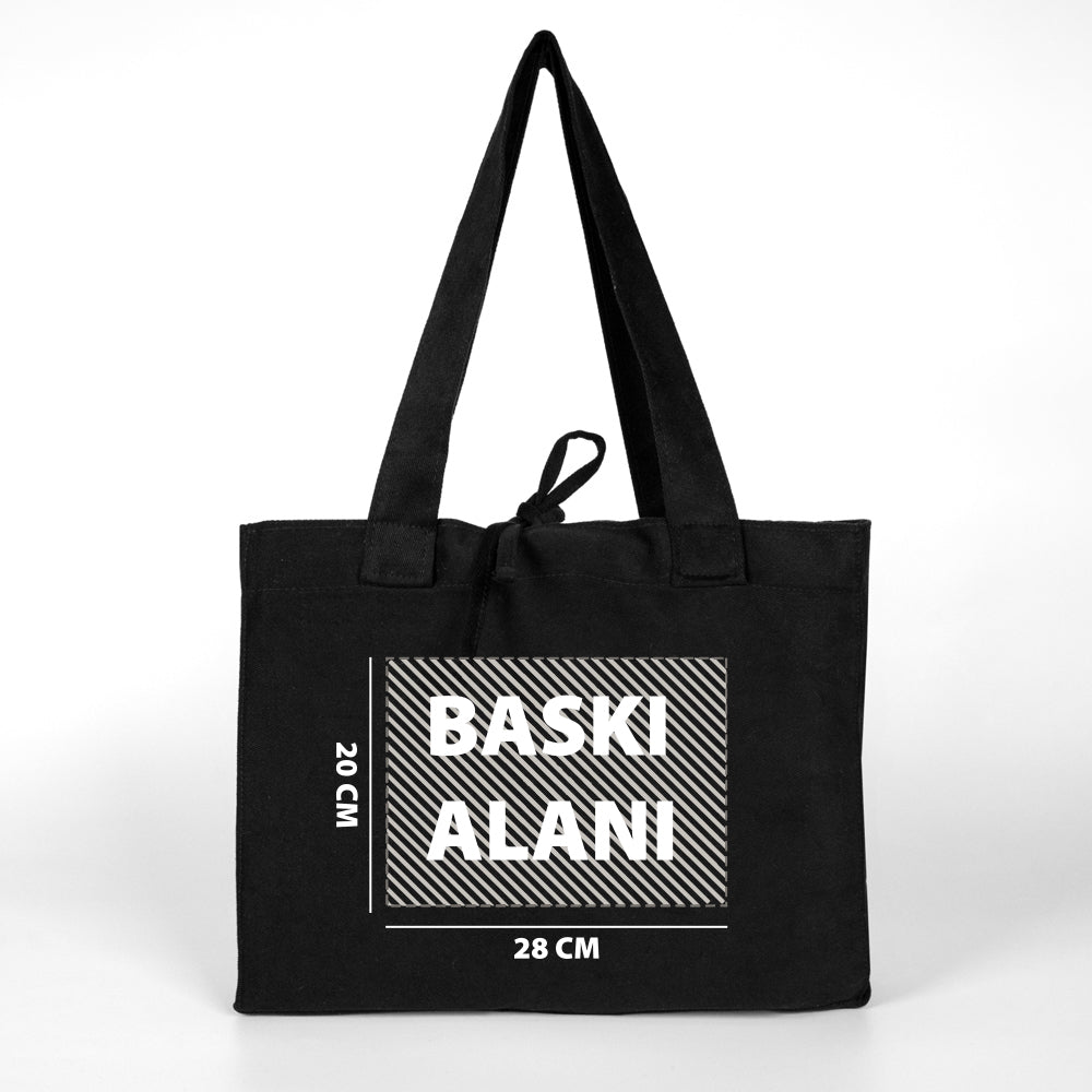 Medium City Soft Kumaş Çanta - Siyah - 35x30x10 cm  (Özelleştirilebilir)