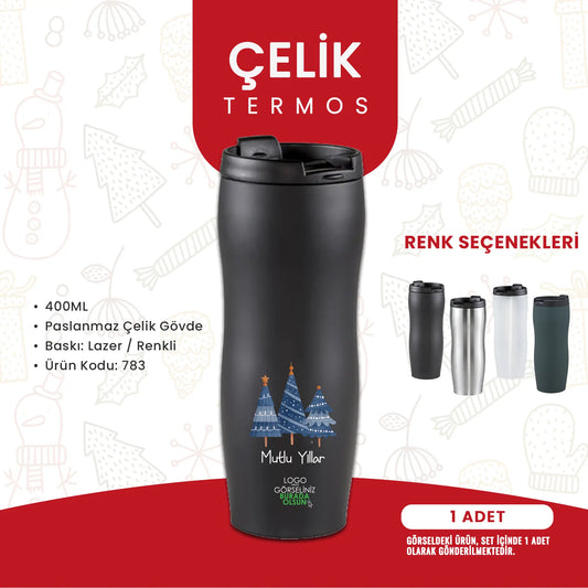 Logo baskılı  Mutlu Yıllar termosu