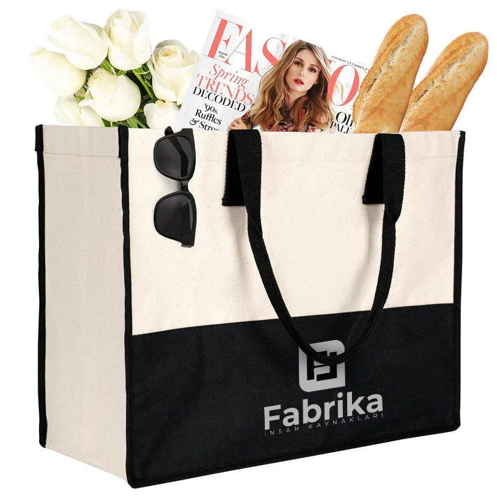 Elite Kanvas Bez Çanta, Plaj Çantası, Büyük Kapasiteli Alışveriş Çantası, 390gr, 45x35x19 cm (Özelleştirilebilir)