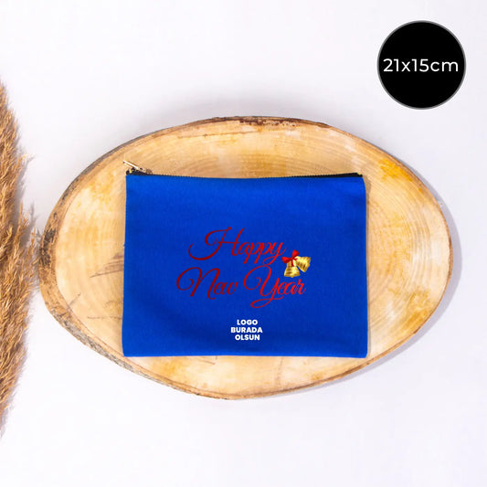 Yılbaşı Star Clutch 21x15 Saks Mavi - Metal Fermuar (Özelleştirilebilir)