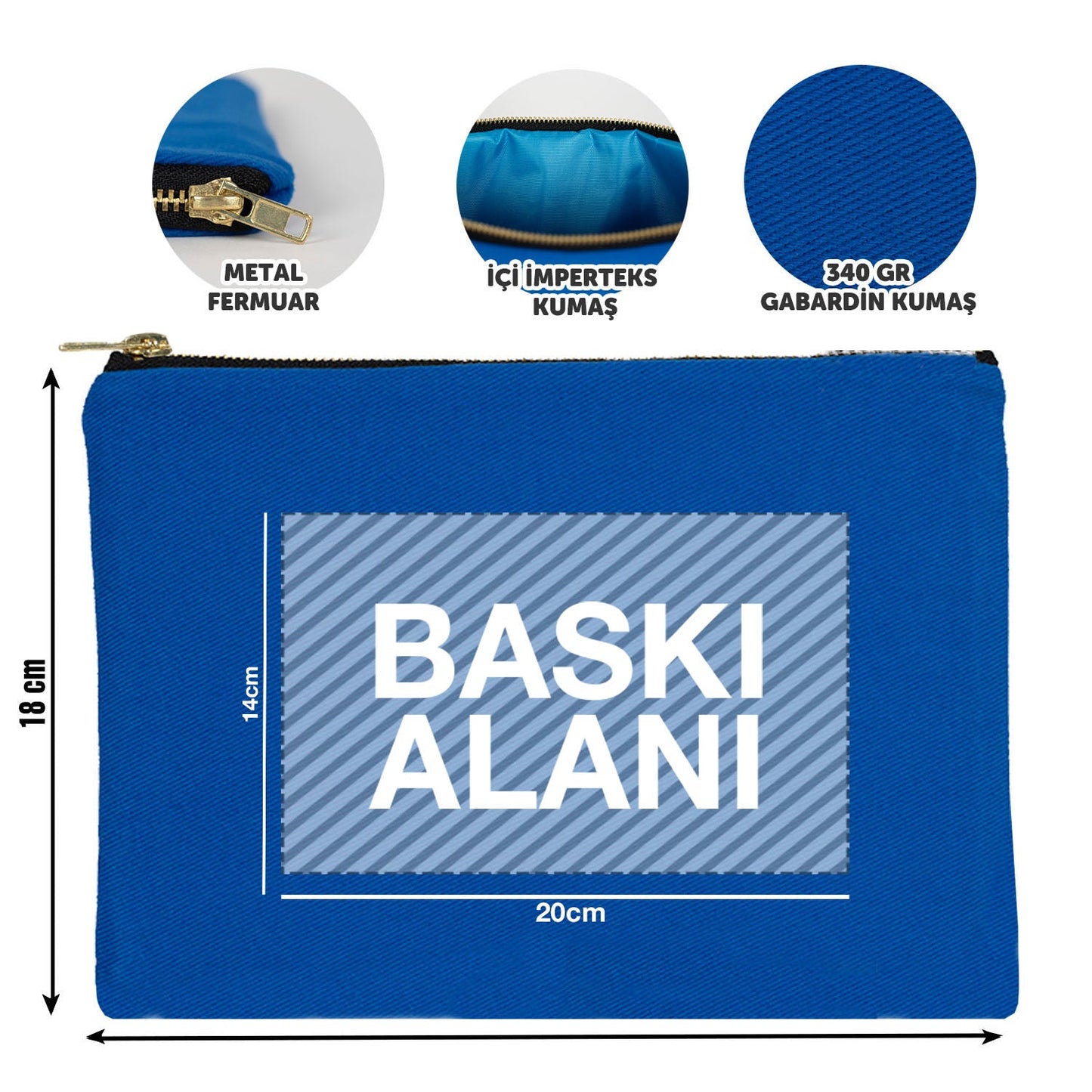 Saks mavi karne günü temalı Prime clutch çanta 25×18 cm, okul figürlü ve özelleştirilebilir karne hediyesi tasarımı