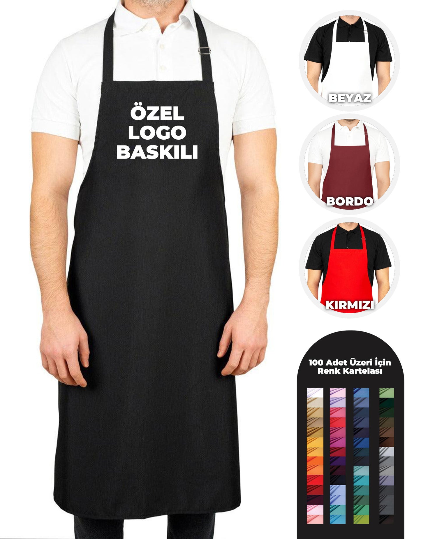Baskılı Mutfak Önlüğü Modelleri - Siyah