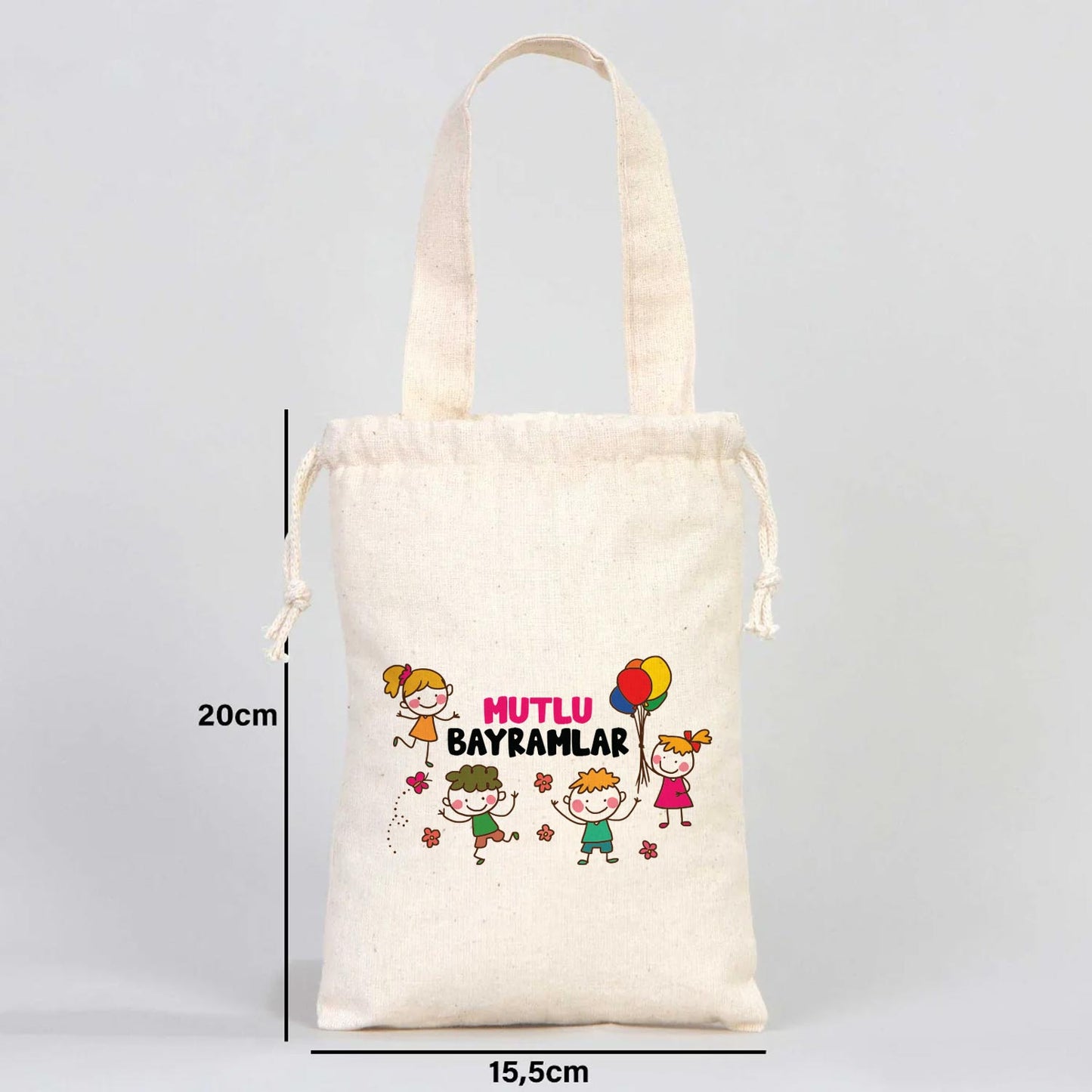 Mutlu Bayramlar Bayram Harçlık Kesesi - Tek Tutma Kısa Kulp, 15,5 x 20 cm - No:4