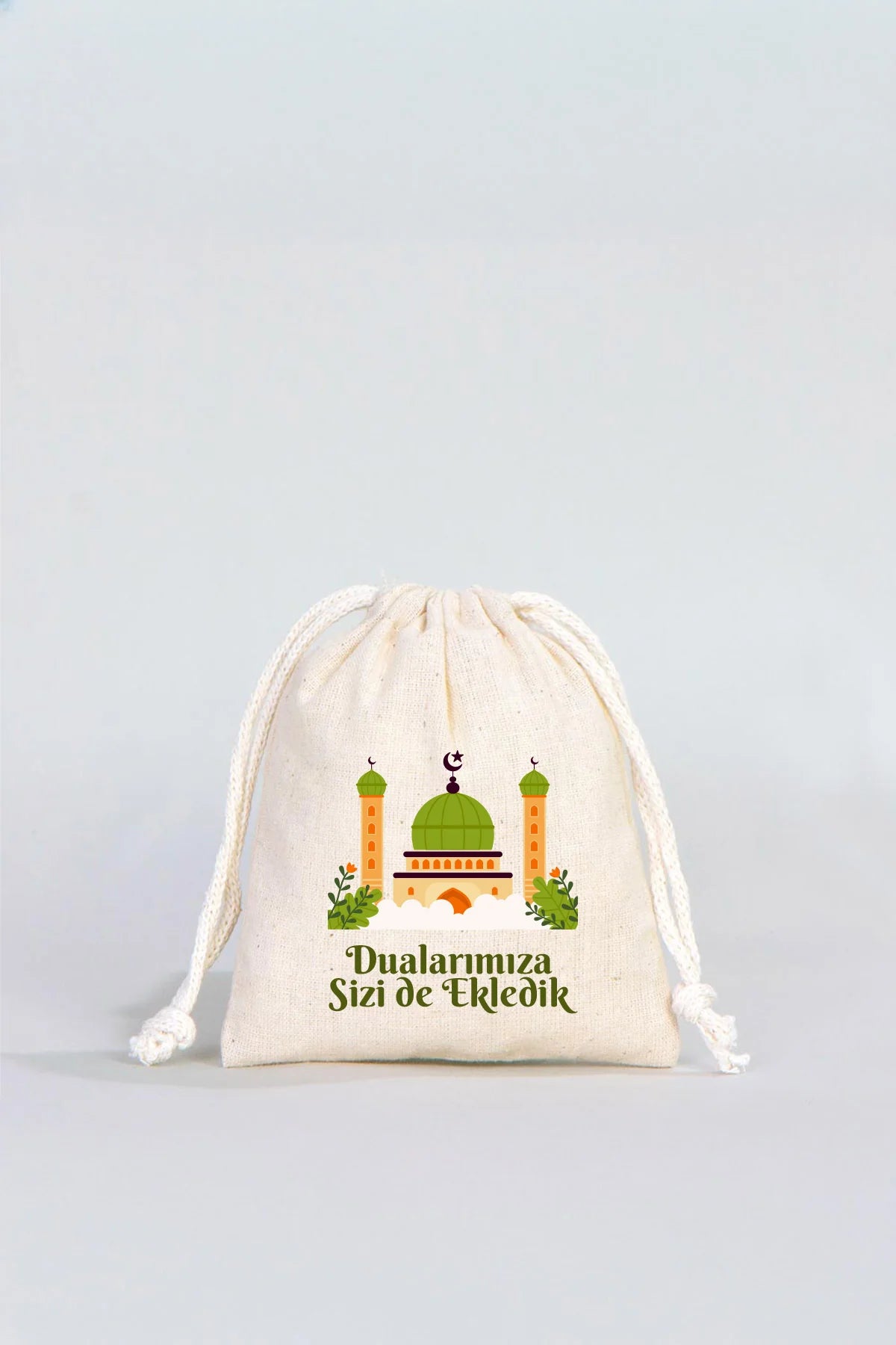 Hac ve Umre Hediyelik Ham Bez Çanta | 10x13 cm Kabe-i Muazzama’dan Selam ve D... - detay görünüm