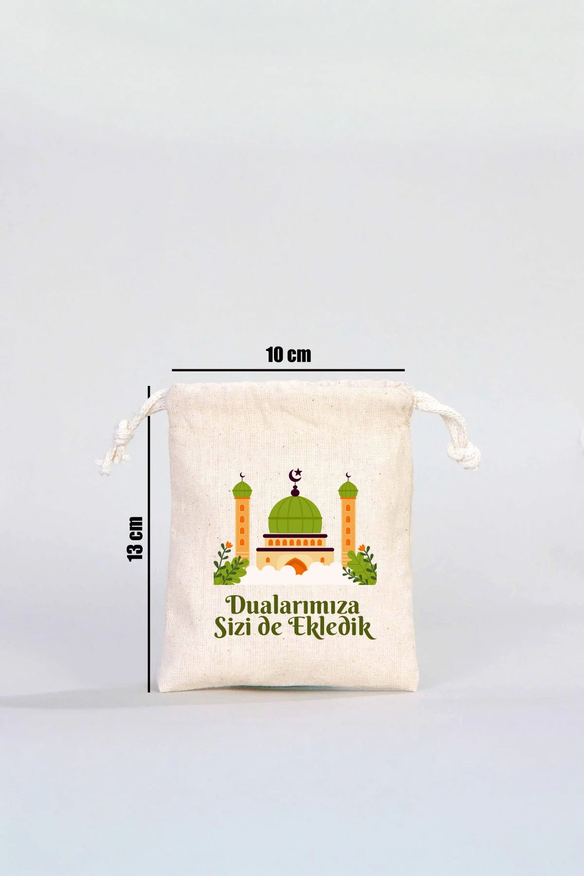 Hac ve Umre Hediyelik Ham Bez Çanta | 10x13 cm Kabe-i Muazzama’dan Selam ve D... - yakın çekim