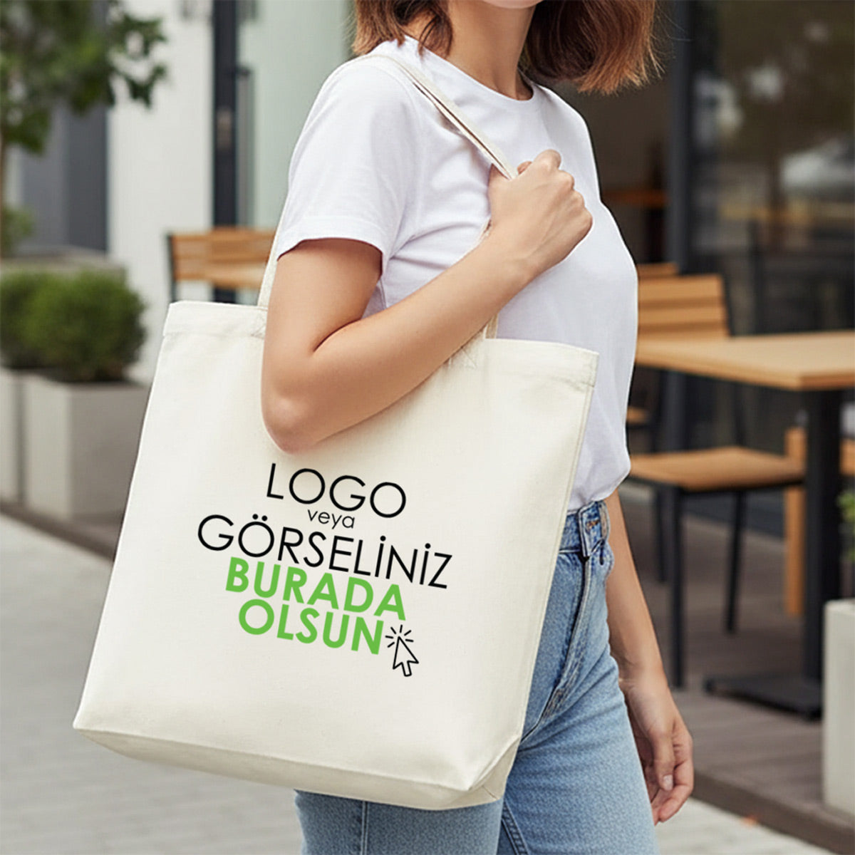 Baskılı Kanvas Alışveriş & Plaj & Geniş Hacim Çanta - 48x41x10 cm İç cep Örgü Kulp (Özelleştirilebilir)