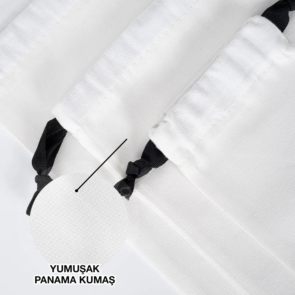 15x20 cm Beyaz Panama Siyah İpli Bez Kese - Kadınlar Günü Hediyesi