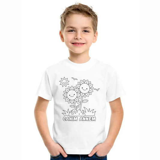 Boyanabilir Tişört Canım Annem - Ayçiçekli