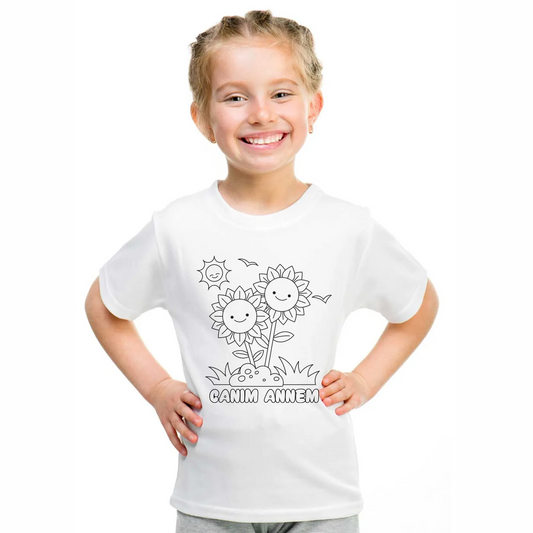 Boyanabilir Tişört Canım Annem - Ayçiçekli