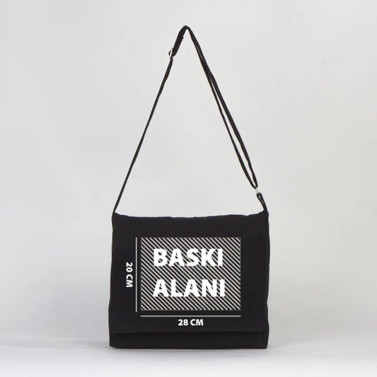 Siyah Kanvas Postacı Çantası (Özelleştirilebilir)