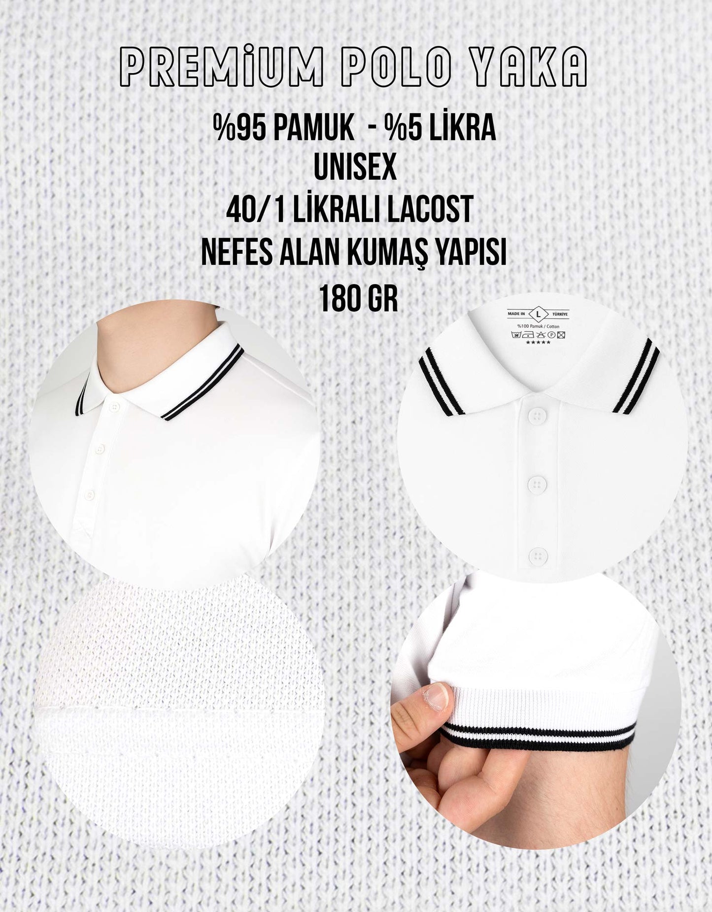 Premium Polo Yaka Tişört Beyaz