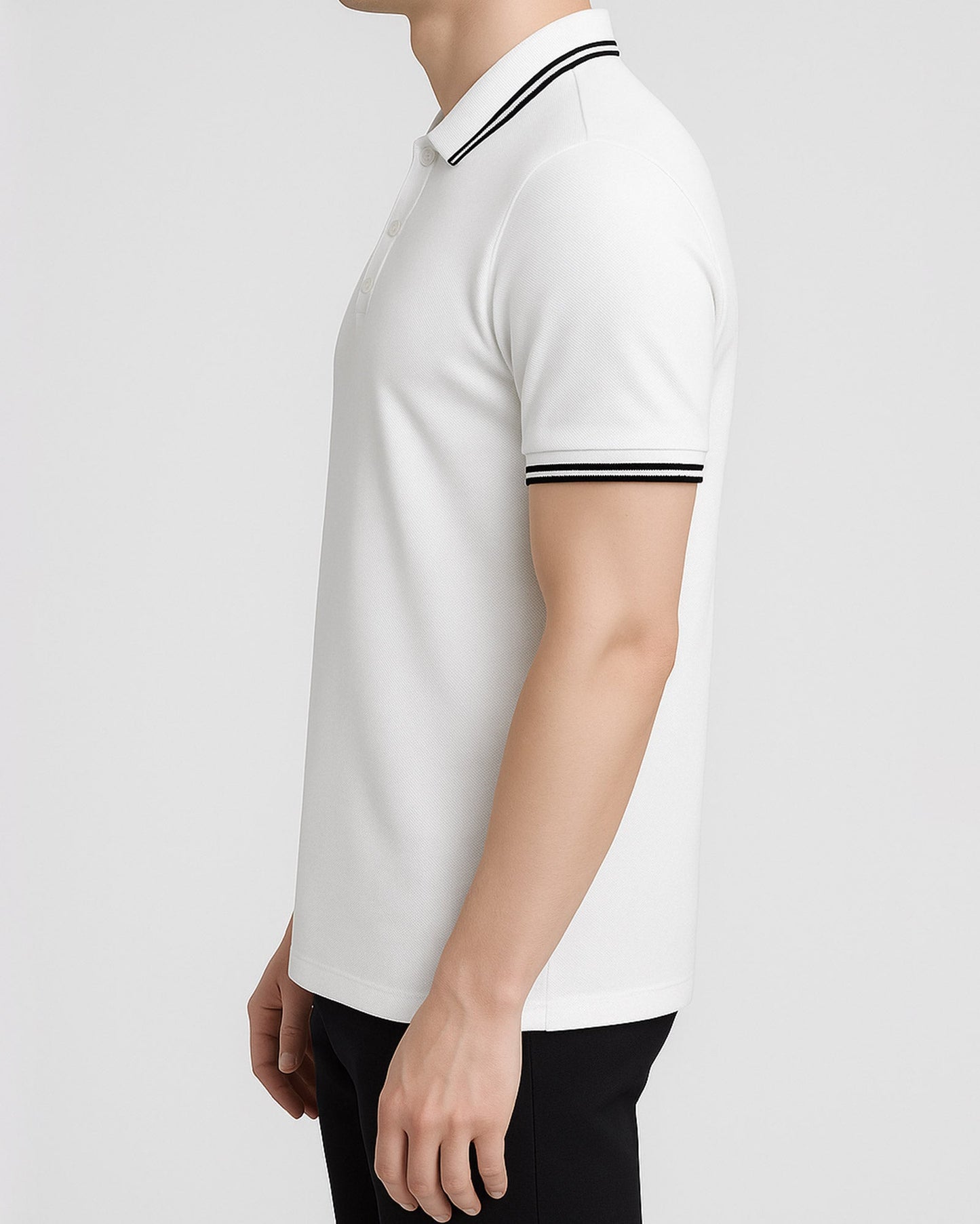 Baskılı Premium Polo Yaka Tişört Beyaz