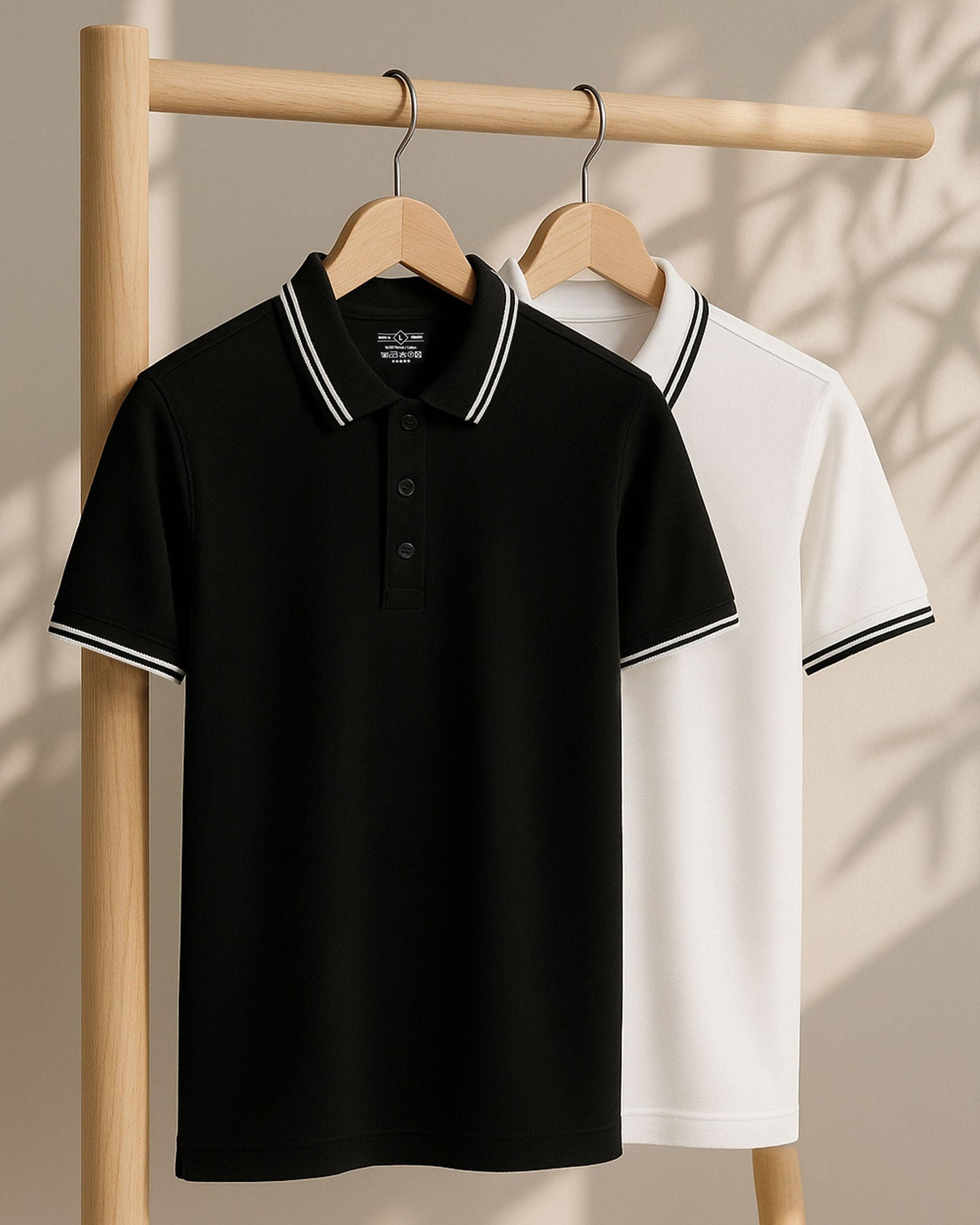 Baskılı Premium Polo Yaka Tişört Siyah