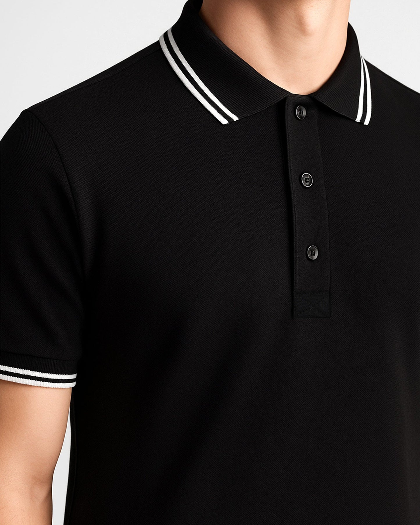 Baskılı Premium Polo Yaka Tişört Siyah