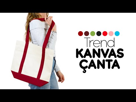 Trend Kanvas Çanta 40x35x12cm - Kahverengi Renkli Kulp (Özelleştirilebilir) - ürün videosu